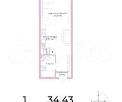Квартира-студия, 34,4 м², 9/17 эт.