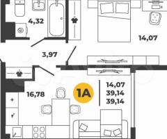 1-к. квартира, 39,1 м², 4/22 эт.