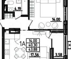 1-к. квартира, 43,9 м², 9/18 эт.