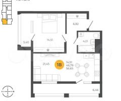 1-к. квартира, 51,7 м², 5/17 эт.