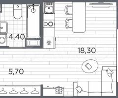 Квартира-студия, 28,4 м², 4/5 эт. - 3