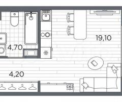 Квартира-студия, 28 м², 4/5 эт. - 3