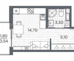 Квартира-студия, 23,6 м², 2/5 эт. - 3