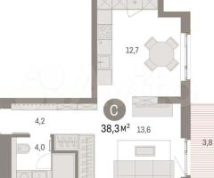 Квартира-студия, 38,3 м², 8/9 эт. - 2