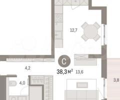 Квартира-студия, 38,3 м², 5/9 эт. - 2