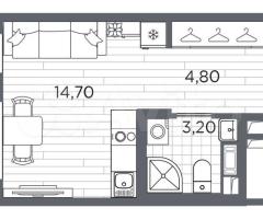 Квартира-студия, 22,7 м², 2/5 эт. - 3
