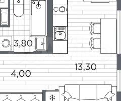 Квартира-студия, 21,1 м², 2/5 эт. - 3