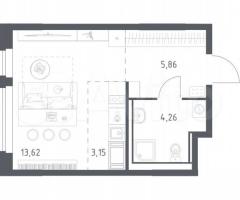 Квартира-студия, 26,9 м², 9/11 эт.