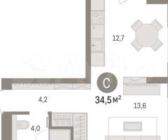 Квартира-студия, 34,6 м², 3/9 эт. - 2
