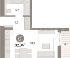 Квартира-студия, 32 м², 8/9 эт. - 2