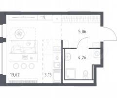 Квартира-студия, 26,9 м², 3/11 эт.