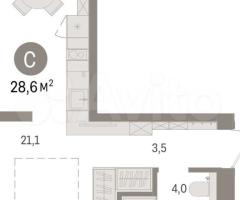 Квартира-студия, 28,6 м², 4/9 эт. - 2