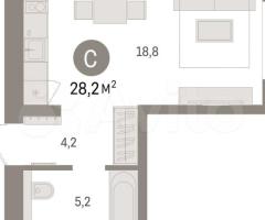 Квартира-студия, 28,2 м², 4/9 эт. - 2