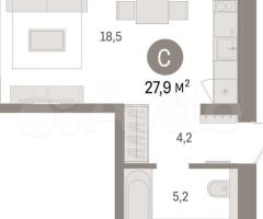 Квартира-студия, 27,9 м², 3/9 эт. - 2