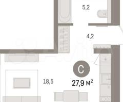 Квартира-студия, 27,9 м², 2/9 эт. - 2