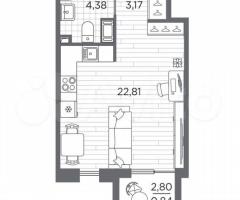 Квартира-студия, 31,2 м², 4/13 эт. - 3