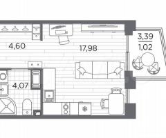 Квартира-студия, 27,7 м², 8/13 эт. - 3