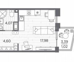 Квартира-студия, 27,7 м², 8/13 эт. - 3