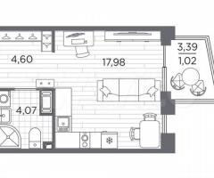 Квартира-студия, 27,7 м², 4/13 эт. - 3
