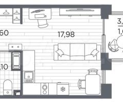 Квартира-студия, 27,7 м², 3/13 эт. - 3