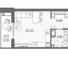 Квартира-студия, 31,4 м², 4/13 эт. - 3