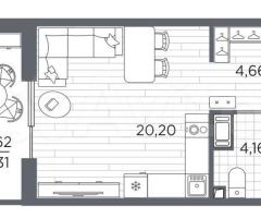 Квартира-студия, 31,3 м², 3/13 эт. - 3