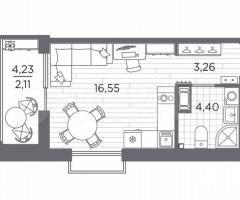 Квартира-студия, 26,3 м², 4/13 эт. - 3