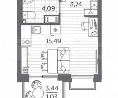 Квартира-студия, 24,4 м², 8/13 эт. - 3