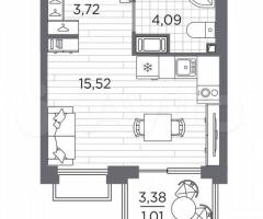 Квартира-студия, 24,3 м², 8/13 эт. - 3