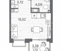 Квартира-студия, 24,3 м², 4/13 эт. - 3