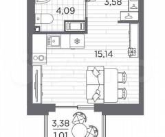 Квартира-студия, 23,8 м², 4/13 эт. - 3