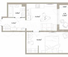 1-к. квартира, 43,1 м², 2/12 эт.