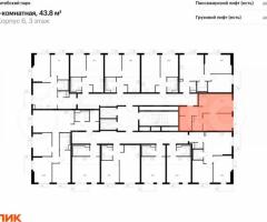 1-к. квартира, 43,8 м², 3/12 эт. - 2