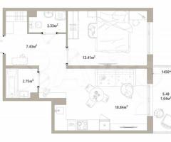 1-к. квартира, 46,4 м², 9/12 эт.