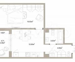1-к. квартира, 39,4 м², 5/12 эт.