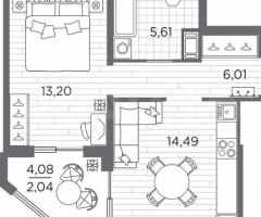 1-к. квартира, 41,4 м², 8/13 эт. - 3