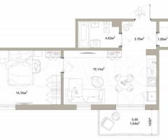 1-к. квартира, 44,5 м², 5/12 эт.
