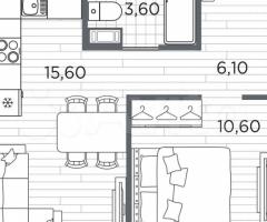 1-к. квартира, 35,9 м², 4/5 эт. - 3