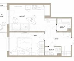 1-к. квартира, 45,5 м², 10/12 эт.