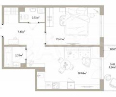 1-к. квартира, 46,4 м², 5/12 эт.
