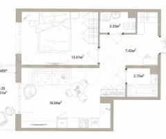 1-к. квартира, 46,4 м², 10/12 эт.