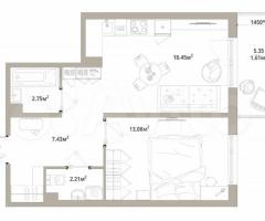 1-к. квартира, 45,5 м², 10/12 эт.