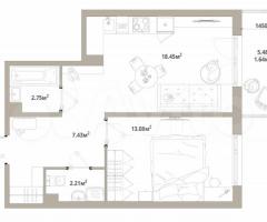 1-к. квартира, 45,6 м², 2/12 эт.