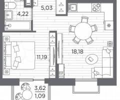 1-к. квартира, 39,7 м², 6/7 эт. - 3
