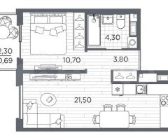 1-к. квартира, 41 м², 2/5 эт. - 3