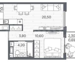 1-к. квартира, 39,8 м², 4/5 эт. - 3