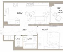 1-к. квартира, 39,5 м², 6/12 эт.