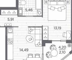 1-к. квартира, 41,2 м², 4/13 эт. - 3