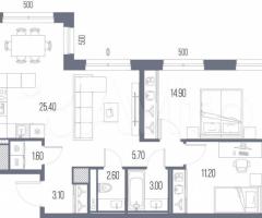 2-к. квартира, 67,5 м², 6/14 эт. - 2