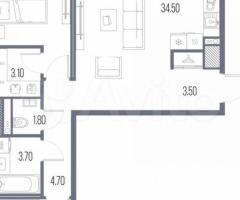 2-к. квартира, 75,2 м², 6/14 эт. - 2